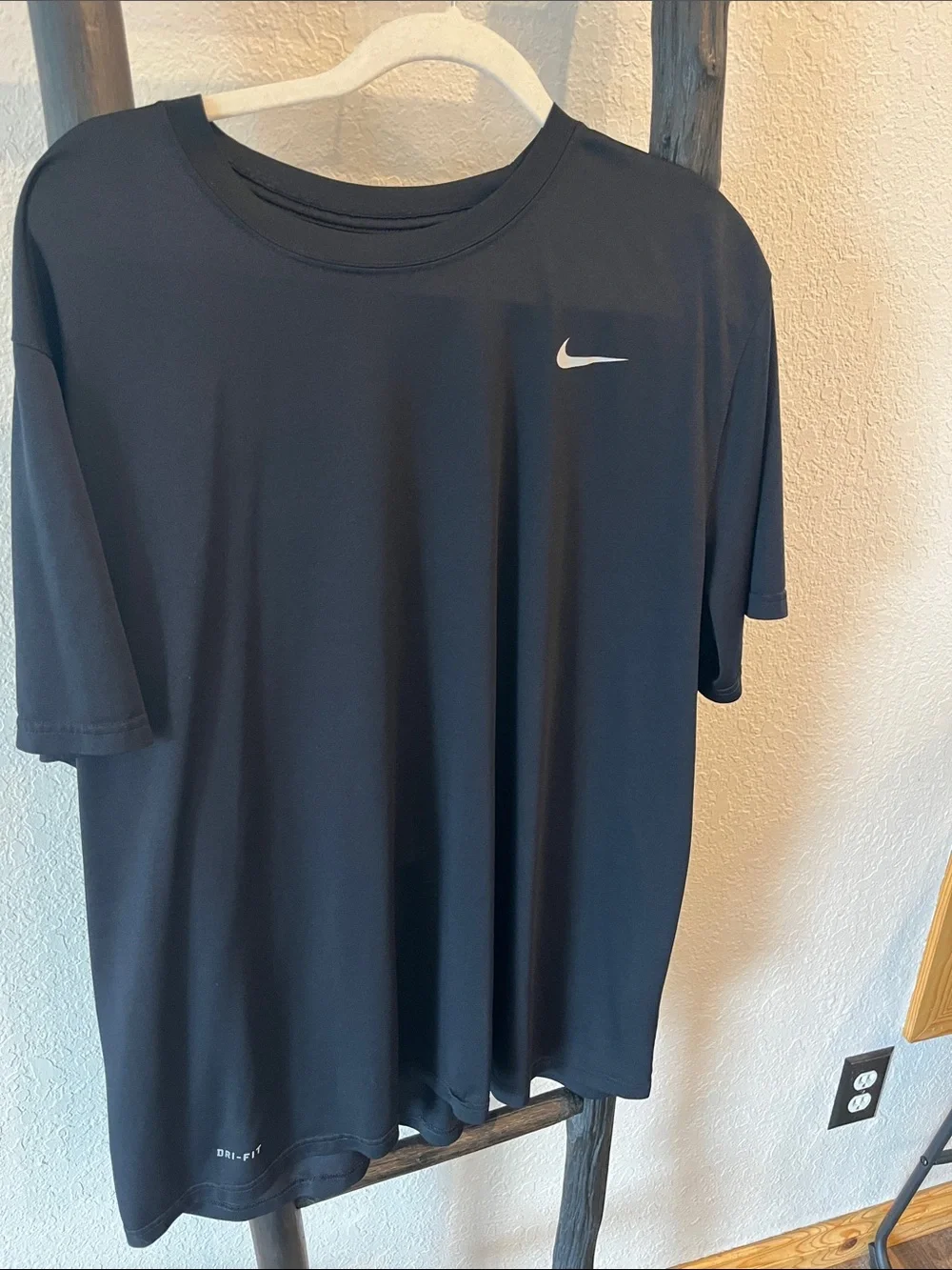Nike Black Short Sleeve Athletic Tee with White Swoosh